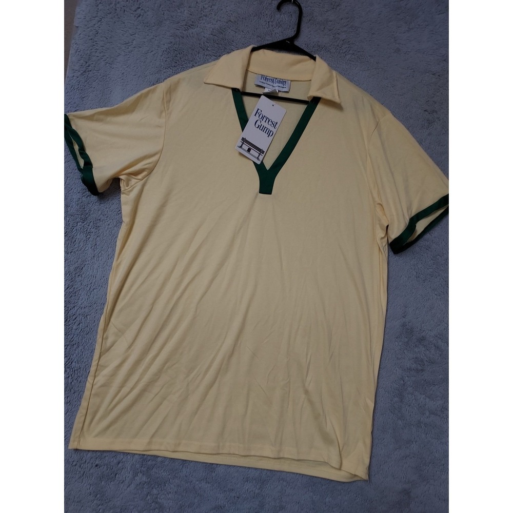 NEW Forrest Gump Polo Shirt Mens XL Costume Movie Cosplay Fun Yellow Paramount